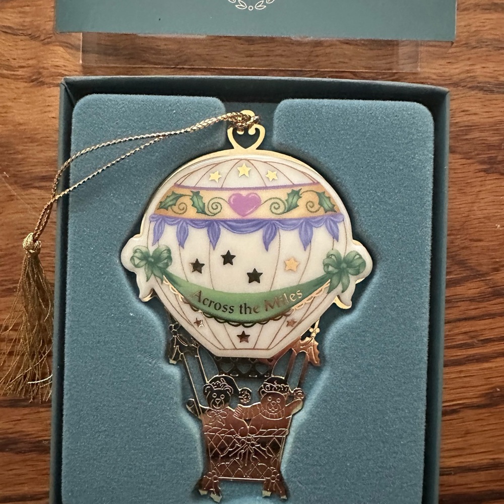Lenox Across the Miles Balloon Ornament with Gold and Green Accents